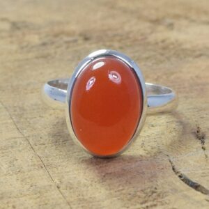 Red Carnelian Sterling Silver Ring: Oval Gemstone Jewelry