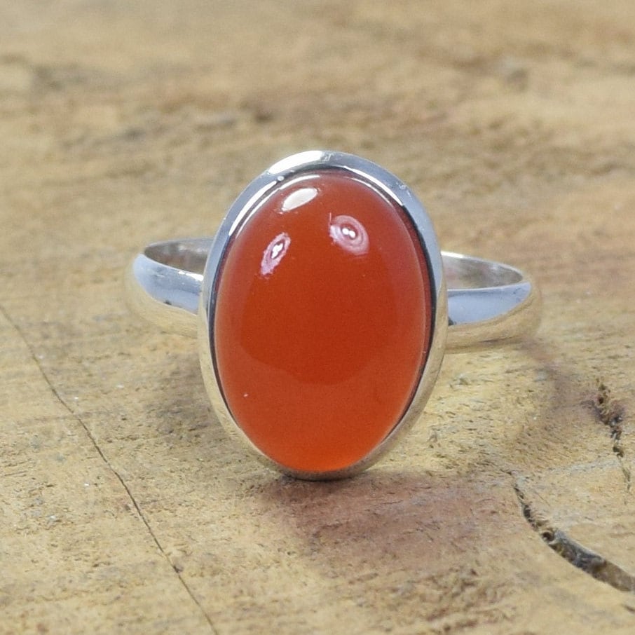Red Carnelian Sterling Silver Ring: Oval Gemstone Jewelry Red Carnelian Sterling Silver Ring: Oval Gemstone Jewelry