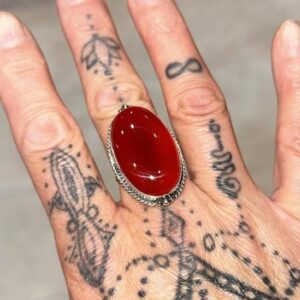 Red Carnelian Sterling Silver Ring: Boho Tribal Statement Jewelry Red Carnelian Sterling Silver Ring: Boho Tribal Statement Jewelry