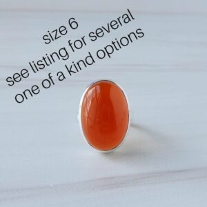 Carnelian Rings Sterling Silver • Red Orange Carnelian Rings • Genuine Carnelian Rings • Healing Crystal Rings • Affordable Carnelian Rings