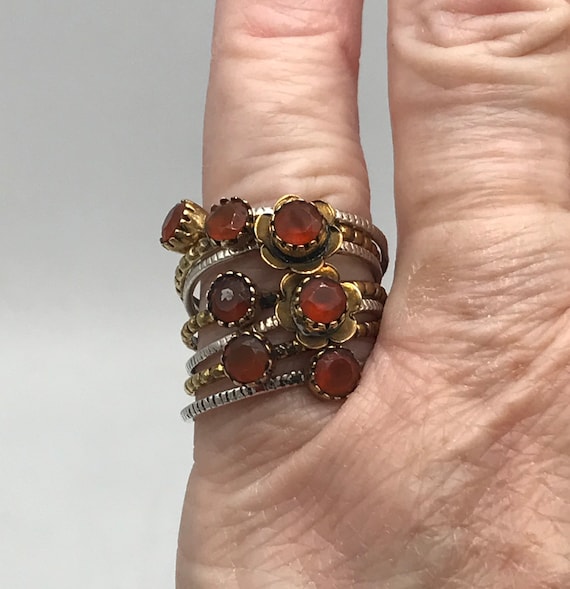 Seven Band Carnelian Ring Size 6