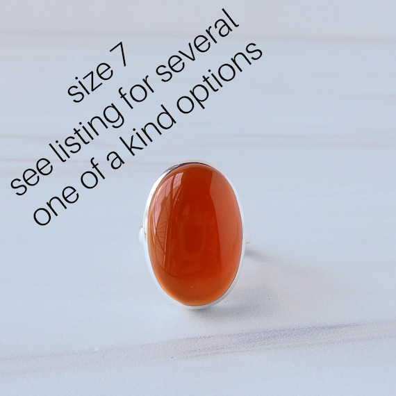 Carnelian Ring • Sterling Carnelian Ring • Red Orange Carnelian Ring • Genuine Carnelian Ring • Healing Crystal Ring • Holiday Gift