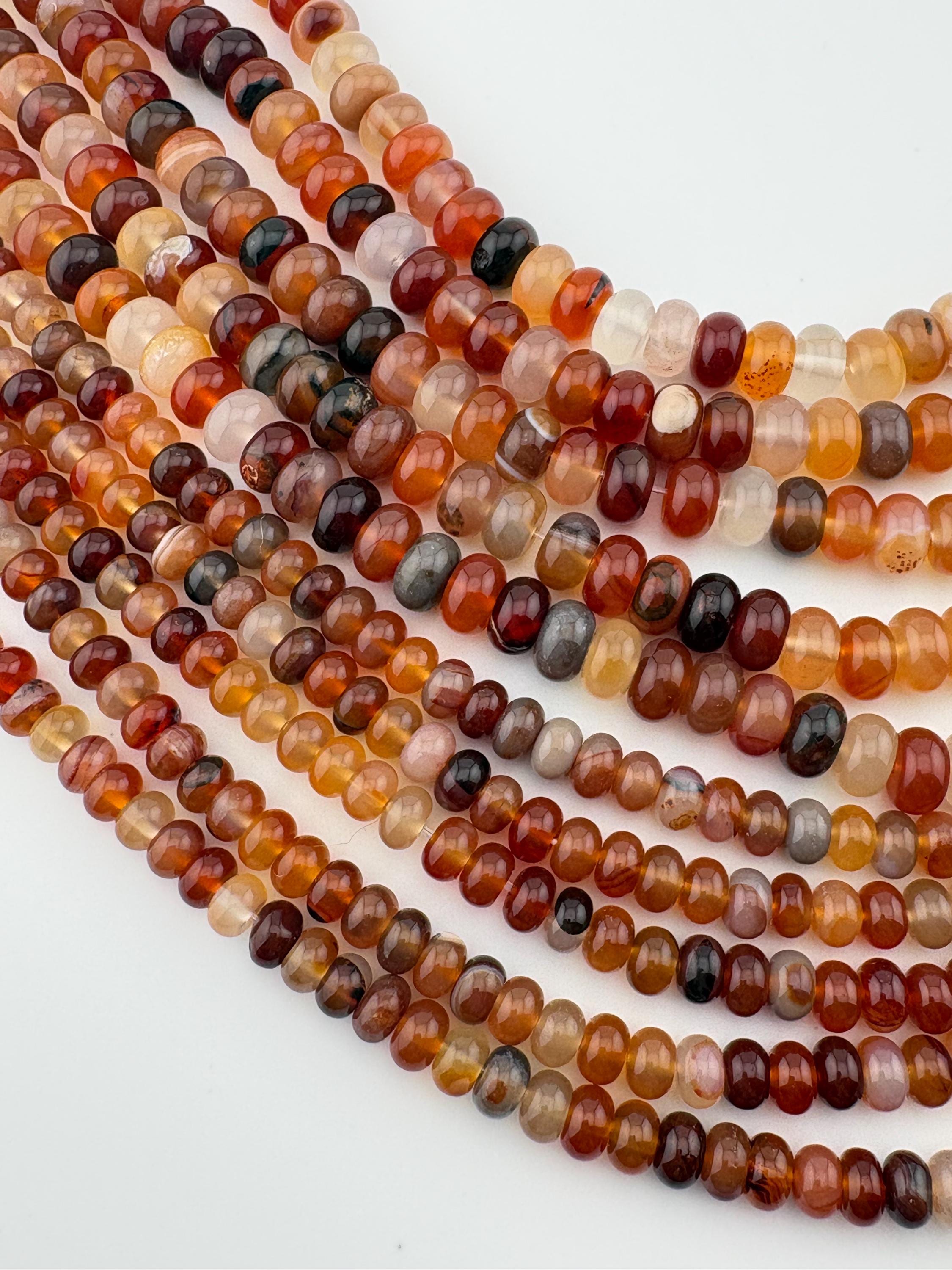 4x6mm Or 5x8mm Rondelle Dark Natural Carnelian Gemstone Beads. 15” Strand Of Mixed Red And Orange Rondelle Beads. 4x6mm Or 5x8mm Rondelle Dark Natural Carnelian Gemstone Beads. 15” Strand Of Mixed Red And Orange Rondelle Beads.