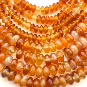 4x6mm or 5x8mm rondelle Natural Carnelian gemstone beads. 15” strand of mixed red and orange rondelle beads.