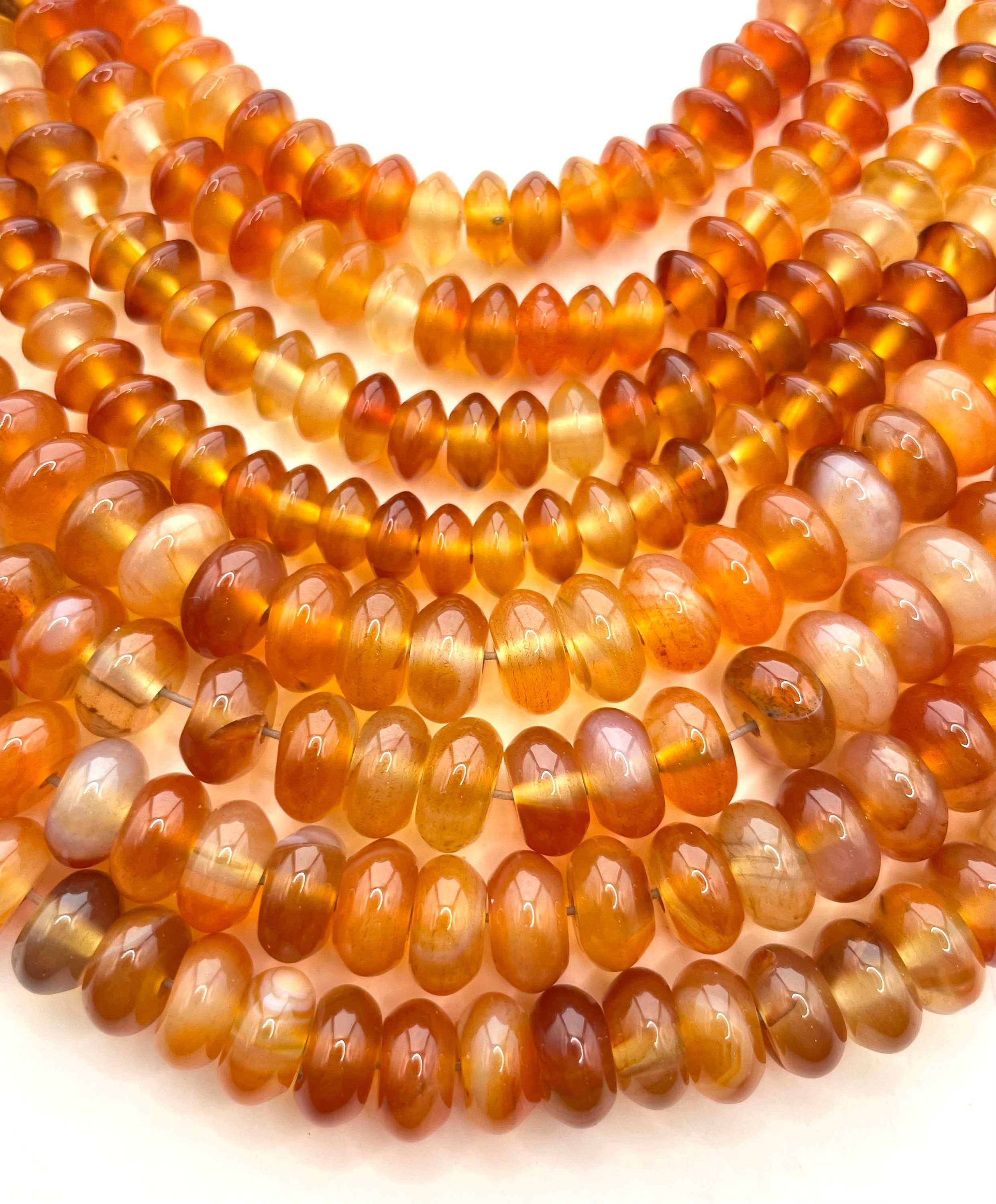 4x6mm Or 5x8mm Rondelle Natural Carnelian Gemstone Beads. 15” Strand Of Mixed Red And Orange Rondelle Beads.