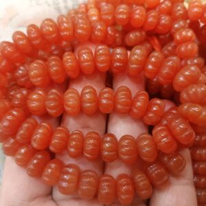 7 Inches Strand, Natural Carnelian Carving Smooth Rondelles Shape Beads,Size 11-12mm
