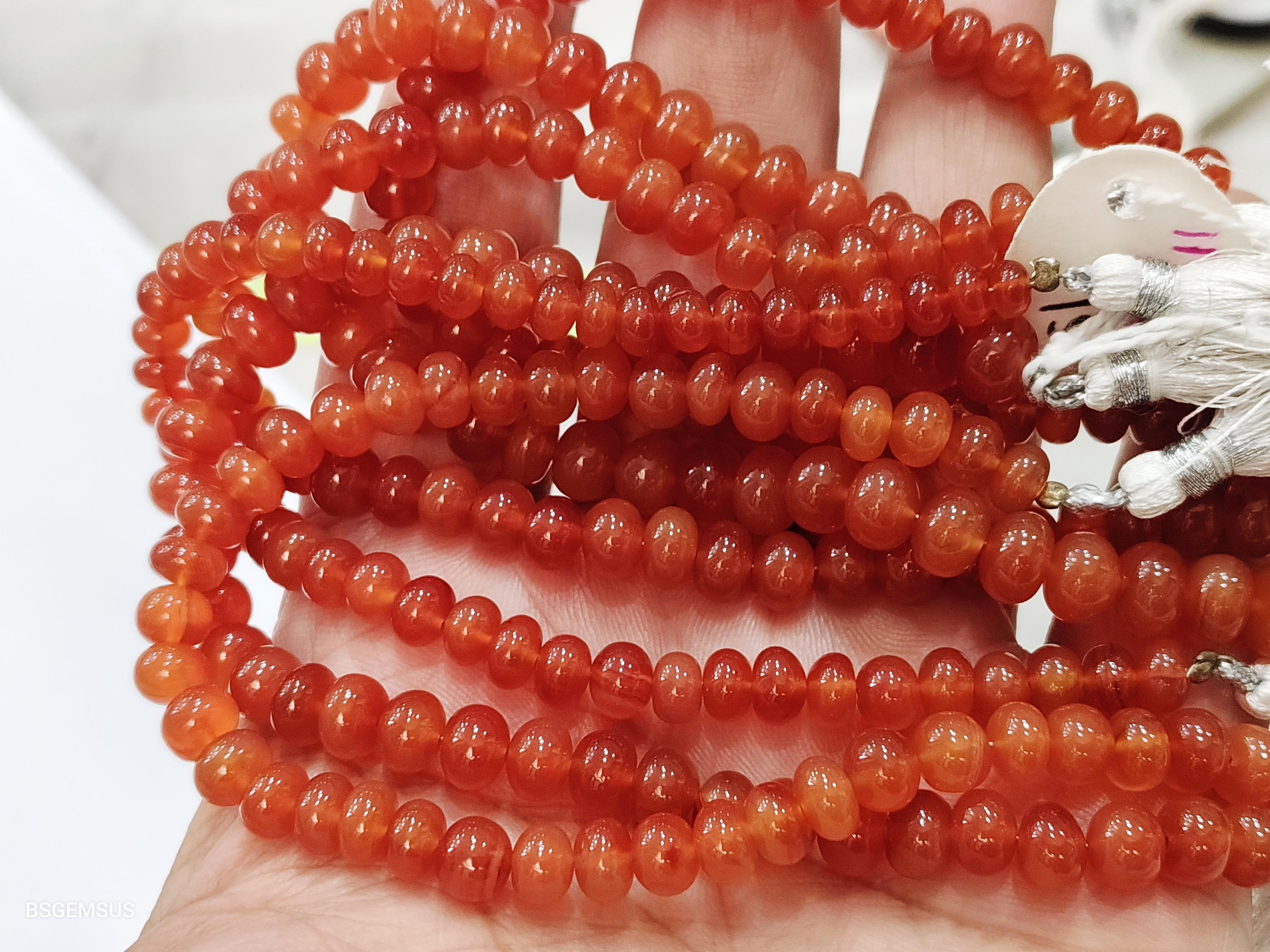 8 Inches Strand, Natural Carnelian Smooth Rondelle Size 6-6.5mm 8 Inches Strand, Natural Carnelian Smooth Rondelle Size 6-6.5mm