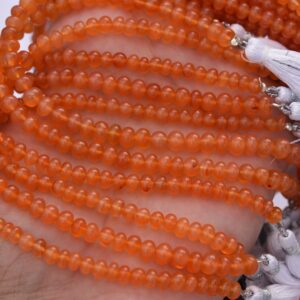 8 Inches Strand, Natural Carnelian Smooth Rondelle Size 5-5.5mm