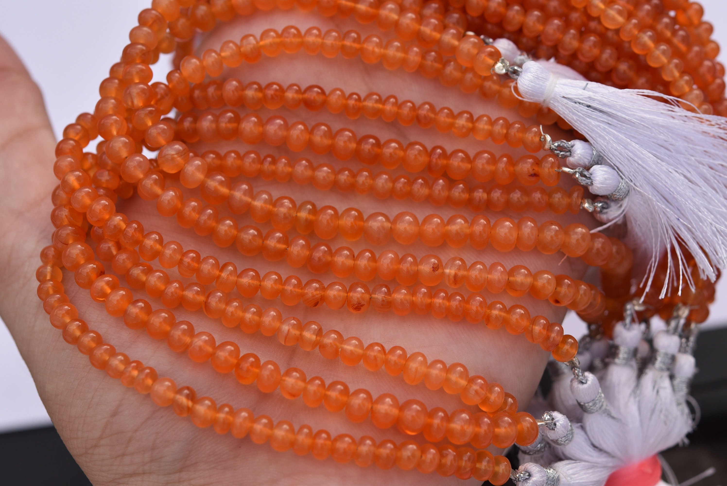 8 Inches Strand, Natural Carnelian Smooth Rondelle Size 5-5.5mm 8 Inches Strand, Natural Carnelian Smooth Rondelle Size 5-5.5mm