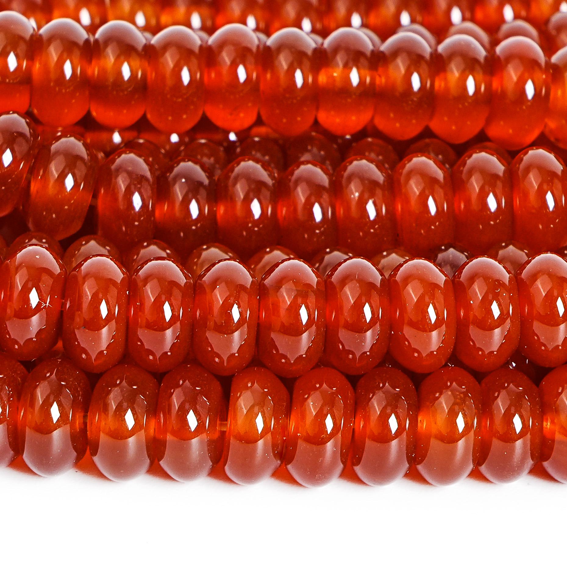 8mm Red Carnelian Beads Grade Aaa Genuine Natural Gemstone Rondelle Loose Beads