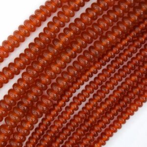 Aa Red Carnelian Rondelle Button Beads Gemstone 15" Strand 3x6mm 4x8mm