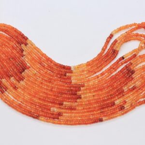 AAA Natural Shaded Carnelian Smooth Rondelle Beads, 3-3.5 MM Carnelian Gemstone  Beads, 13 Inch Carnelian Rondelle Shaded Beads Strand