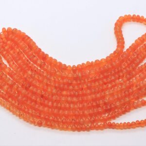 AAA Natural Carnelian Smooth Rondelle Beads, Fanta Carnelian Gemstone Beads, 16 Inch Carnelian Rondelle Beads, Orange Rondelle Beads