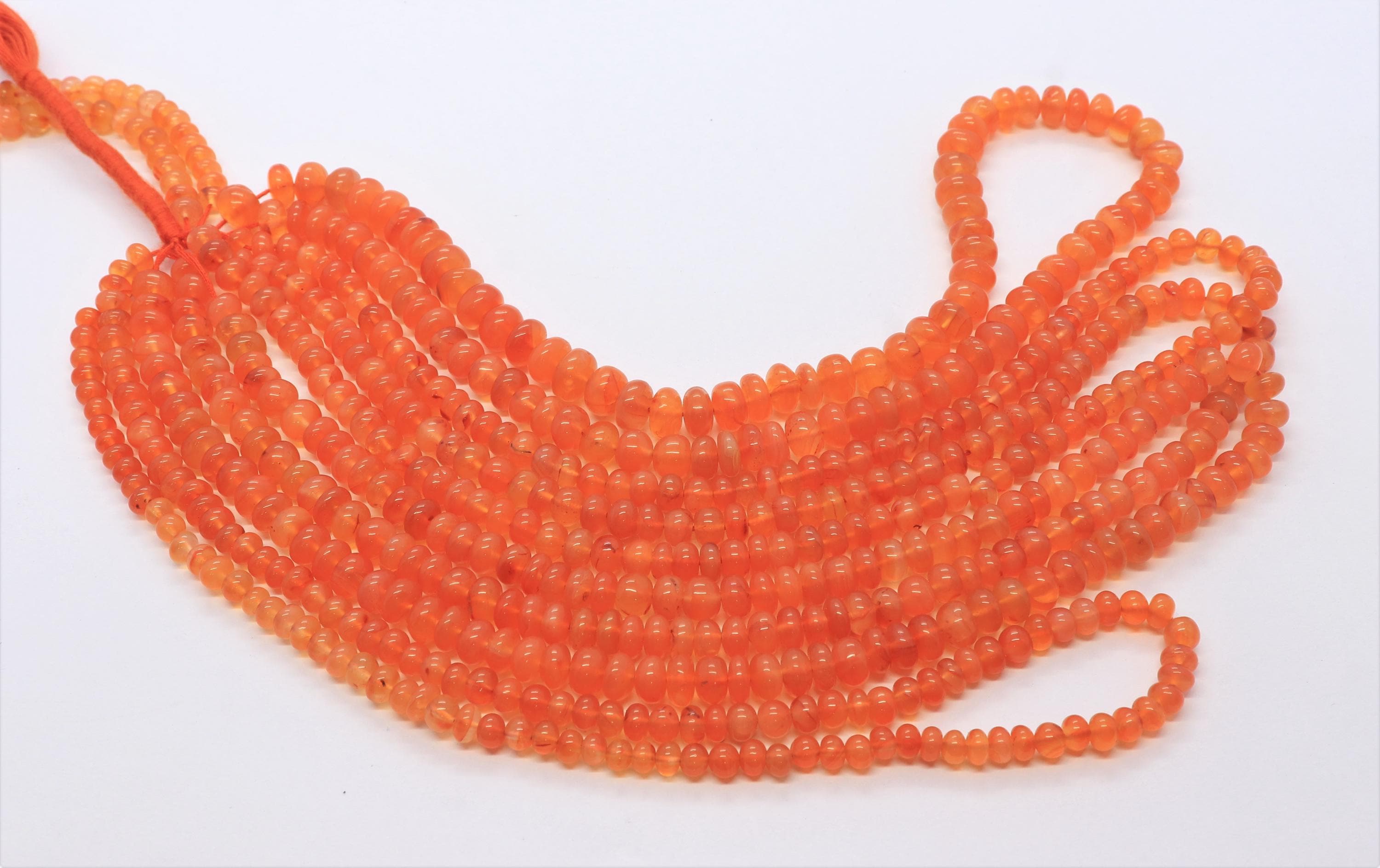 Aaa Natural Carnelian Smooth Rondelle Beads, Fanta Carnelian Gemstone Beads, 16 Inch Carnelian Rondelle Beads, Orange Rondelle Beads