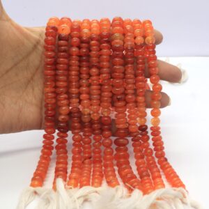 AAA Natural Carnelian Smooth Rondelle Beads, 8-9 MM Plain Carnelian Gemstone Beads, 13 Inch Shaded Carnelian Rondelle Beads Wholesale Beads