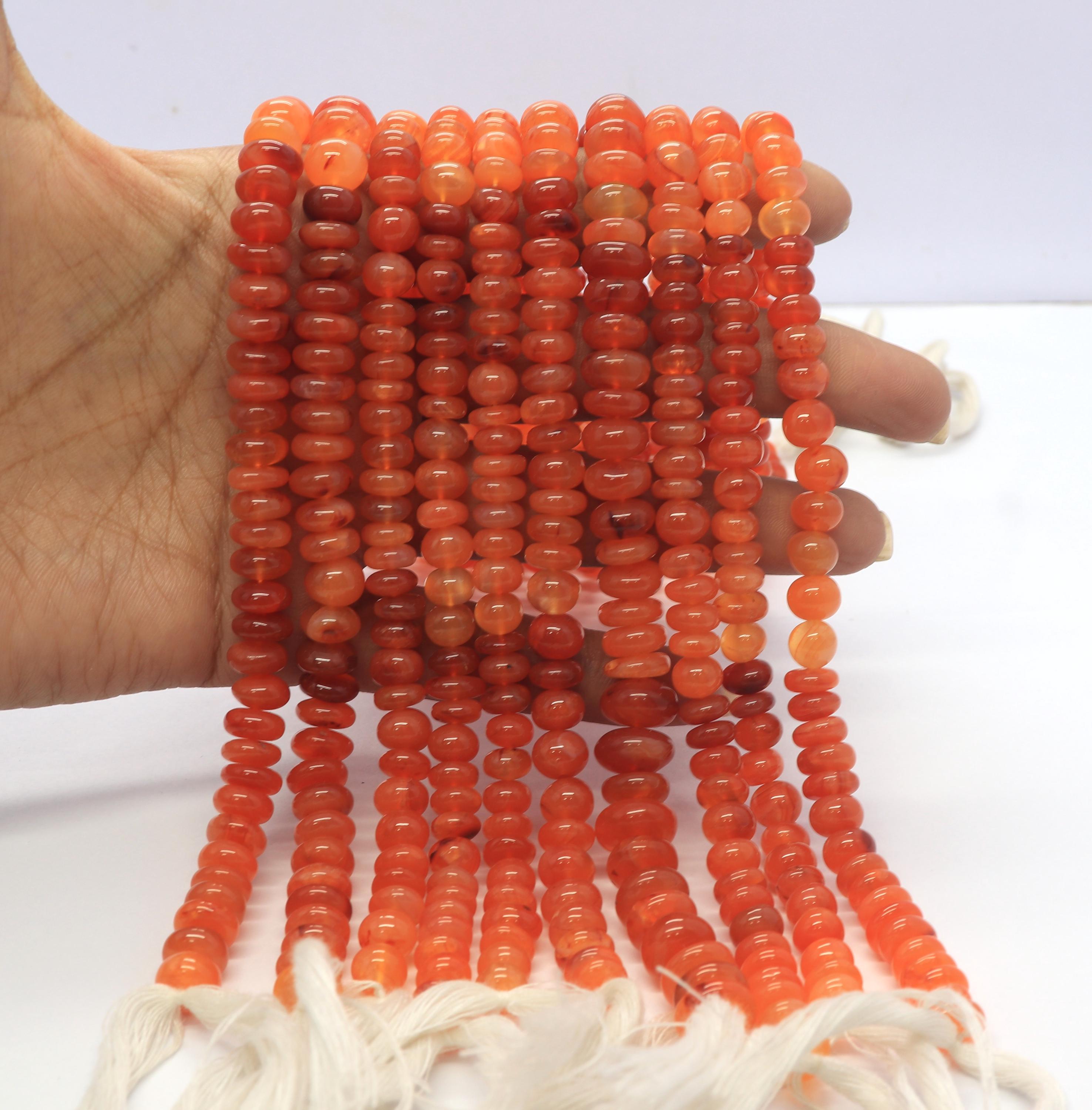 Aaa Natural Carnelian Smooth Rondelle Beads, 8-9 Mm Plain Carnelian Gemstone Beads, 13 Inch Shaded Carnelian Rondelle Beads Wholesale Beads