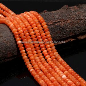 AAA Carnelian Smooth Rondelle Beads, Natural Carnelian Beads, Handmade Beads, Healing Gemstone Loose Beads DIY Jewelry Making For Women