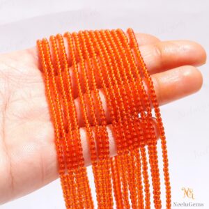 Aaa+ Carnelian Smooth Beads, 2.2-2.3 Mm Orange Carnelian Tiny Rondelle Beads, 13"gemstone Beads For Handmade Jewelry