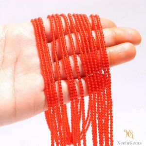Aaa+ Carnelian Smooth Beads,2.2-2.3 Mm Orange Carnelian Tiny Rondelle Beads,13"gemstone Beads For Handmade Jewelry