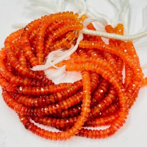 Carnelian Rondelle Beads - Orange Gemstone Beads For Jewelry Making, 3-4mm