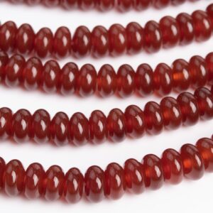Genuine Natural Carnelian Gemstone Beads 8x4MM Deep Red Rondelle AAA Quality Loose Beads (123872)