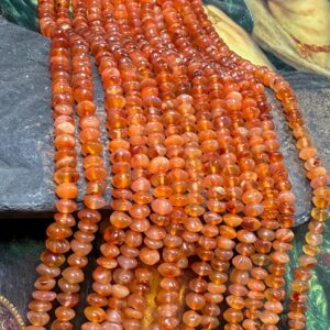 Carnelian Rondelle handmade Disc Button Beads 5mm approx / ombré orange natural gemstone Beads