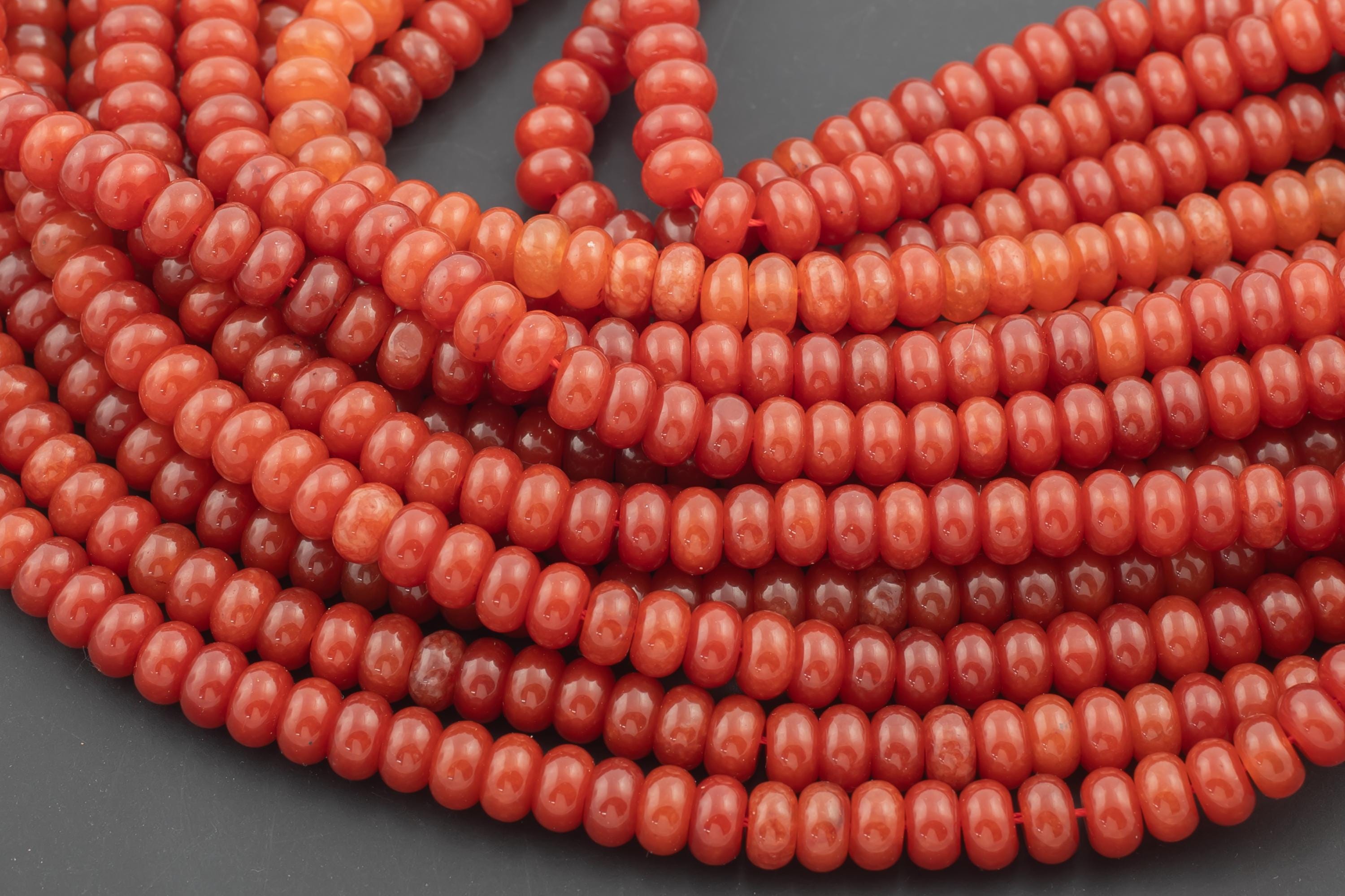 Carnelian- High Quality In Roundel, 6mm, 8mm- Full 15.5 Inch Strand-15.5 Inch Strand Smooth Gemstone Beads Carnelian- High Quality In Roundel, 6mm, 8mm- Full 15.5 Inch Strand-15.5 Inch Strand Smooth Gemstone Beads