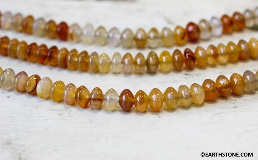Natural Carnelian 10mm Rondelle Beads 15.5" Strand Enhanced