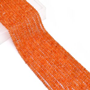 Natural Carnelian 3mm-5mm Button Rondelle Smooth Beads | 14inch Strand | Orange Carnelian Semi Precious Gemstone Saucer Shaped Loose Beads