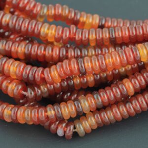 Natural Dark Carnelian- High Quality In Smooth Saucer Roundel, 2x6mm Flat Rondel 7.5 Inches Thin Roundel