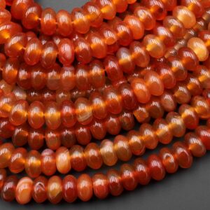 Natural Orange Red Carnelian 6mm 8mm 10mm Rondelle Beads 15.5" Strand