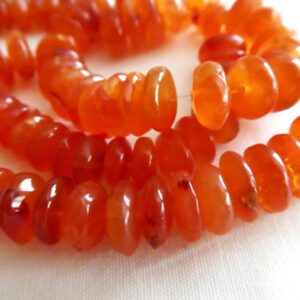 Carnelian Rondelle Smooth 9mm Beads- 4in Strand- Jewelry Making-orange German Shape Craft Beads