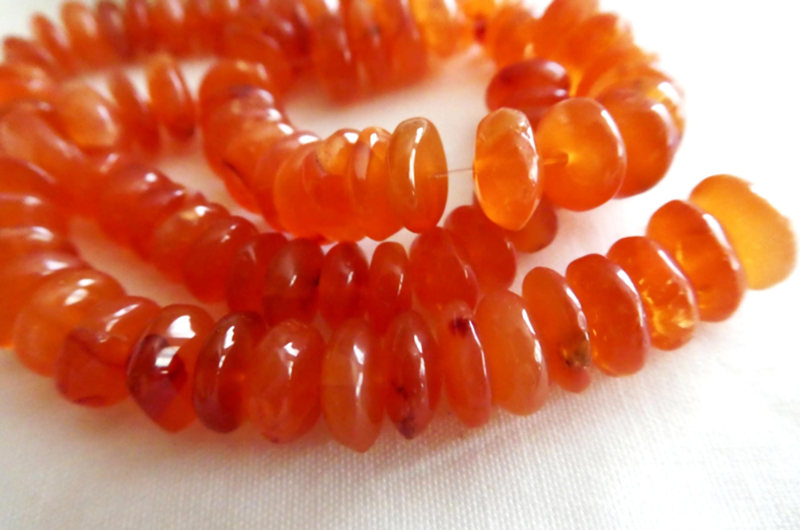Carnelian Rondelle Smooth 9mm Beads- 4in Strand- Jewelry Making-orange German Shape Craft Beads