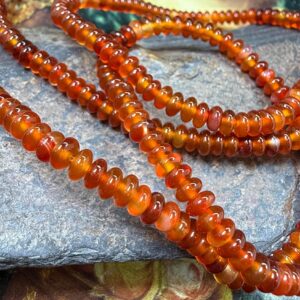 Carnelian smooth heishi tyre  Rondelle Beads 4.5mm approx / multi tonal glowy orange natural gemstone Beads