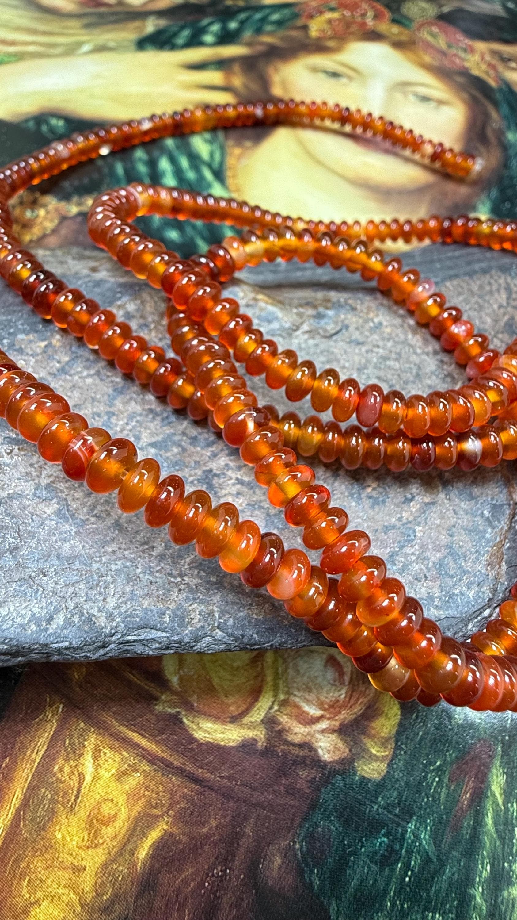 Carnelian Smooth Heishi Tyre Rondelle Beads 4.5mm Approx / Multi Tonal Glowy Orange Natural Gemstone Beads Carnelian Smooth Heishi Tyre Rondelle Beads 4.5mm Approx / Multi Tonal Glowy Orange Natural Gemstone Beads