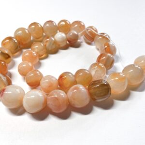 Banded Carnelian Irregular Round Beads 12 Mm-14 Mm. Natural Carnelian Stripe Beads.15.5''