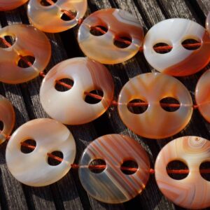 Carnelian Round Button Beads 32-38mm, Two Hole Gemstone Jewelry Carnelian Round Button Beads 32-38mm, Two Hole Gemstone Jewelry