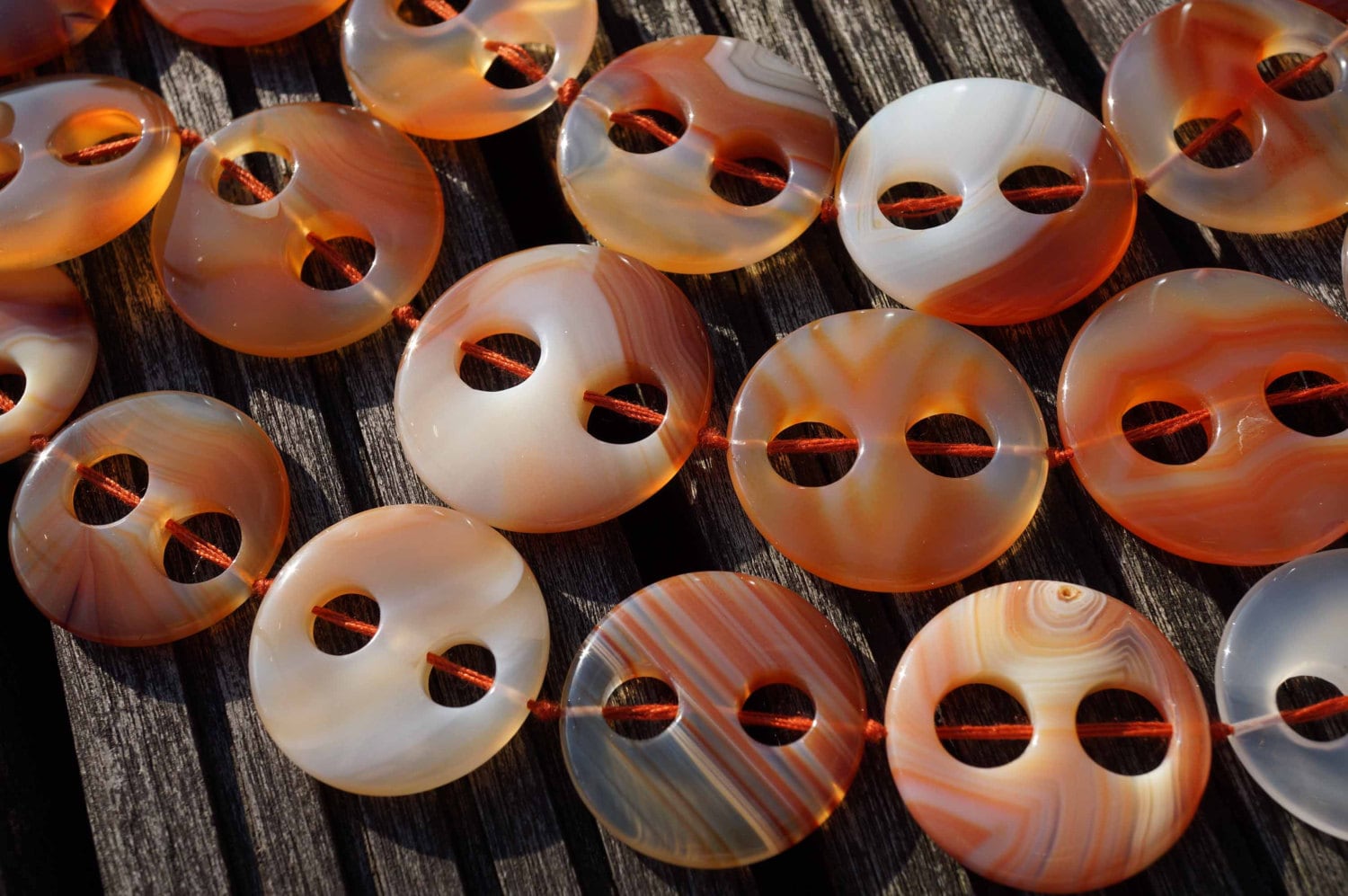 Carnelian Round Button Beads 32-38mm (etb00278) Two Hole Gemstone Jewelry
