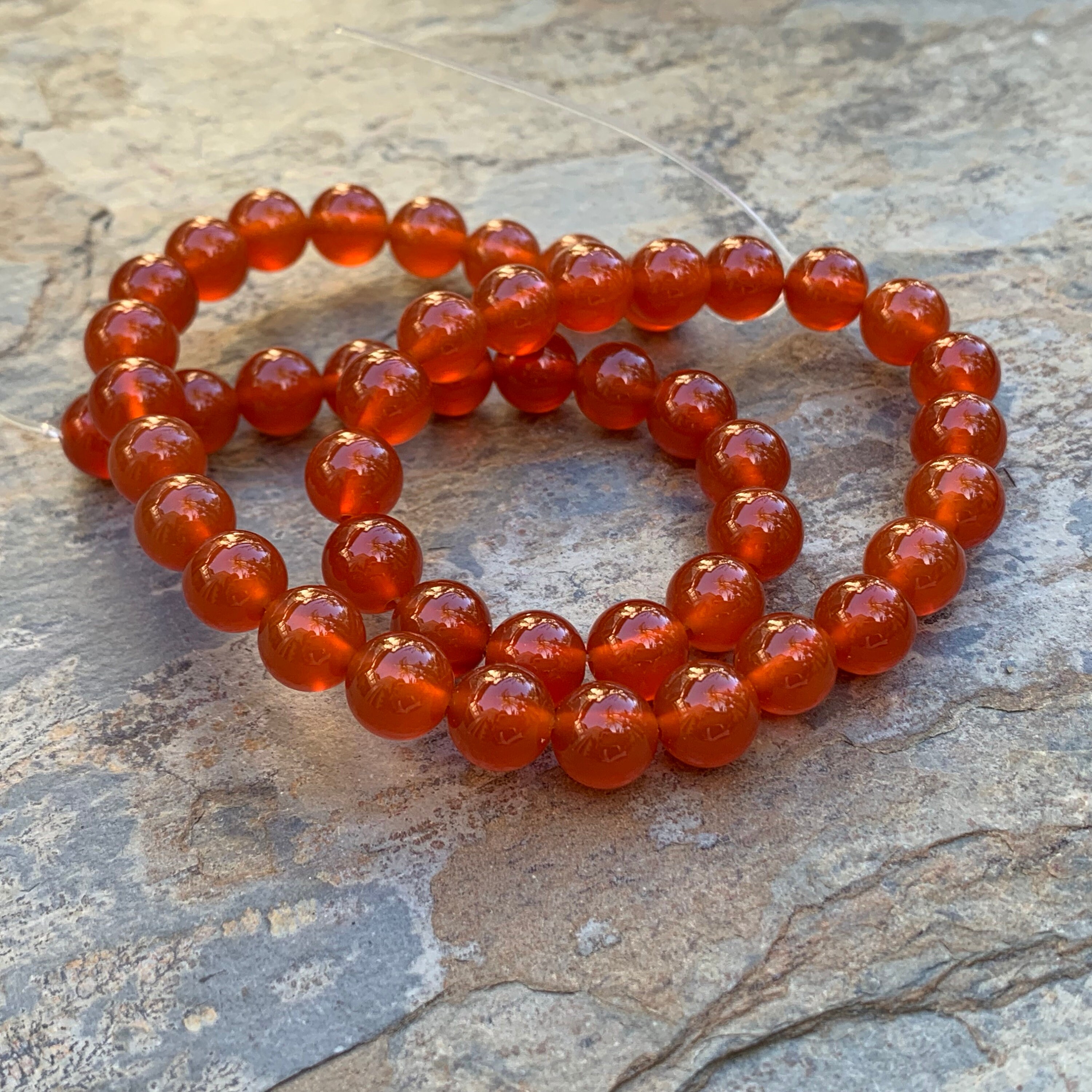 Large Round Carnelian Beads, 8mm, 16 Inch Strand