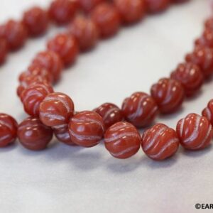 M/ Carnelian 10mm S-Corrugated Round beads 15.5" strand Shade varies Dyed gemstone for jewelry making M/ Carnelian 10mm S-Corrugated Round beads 15.5" strand Shade varies Dyed gemstone for jewelry making