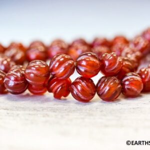 Carnelian 8mm S-Corrugated Round Beads 15" strand Dyed Carnelian 8mm S-Corrugated Round Beads 15" strand Dyed