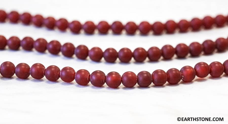 Carnelian 8mm/ 6mm/ 4mm Round Beads 15.5" Strand Matted Finished Dyed