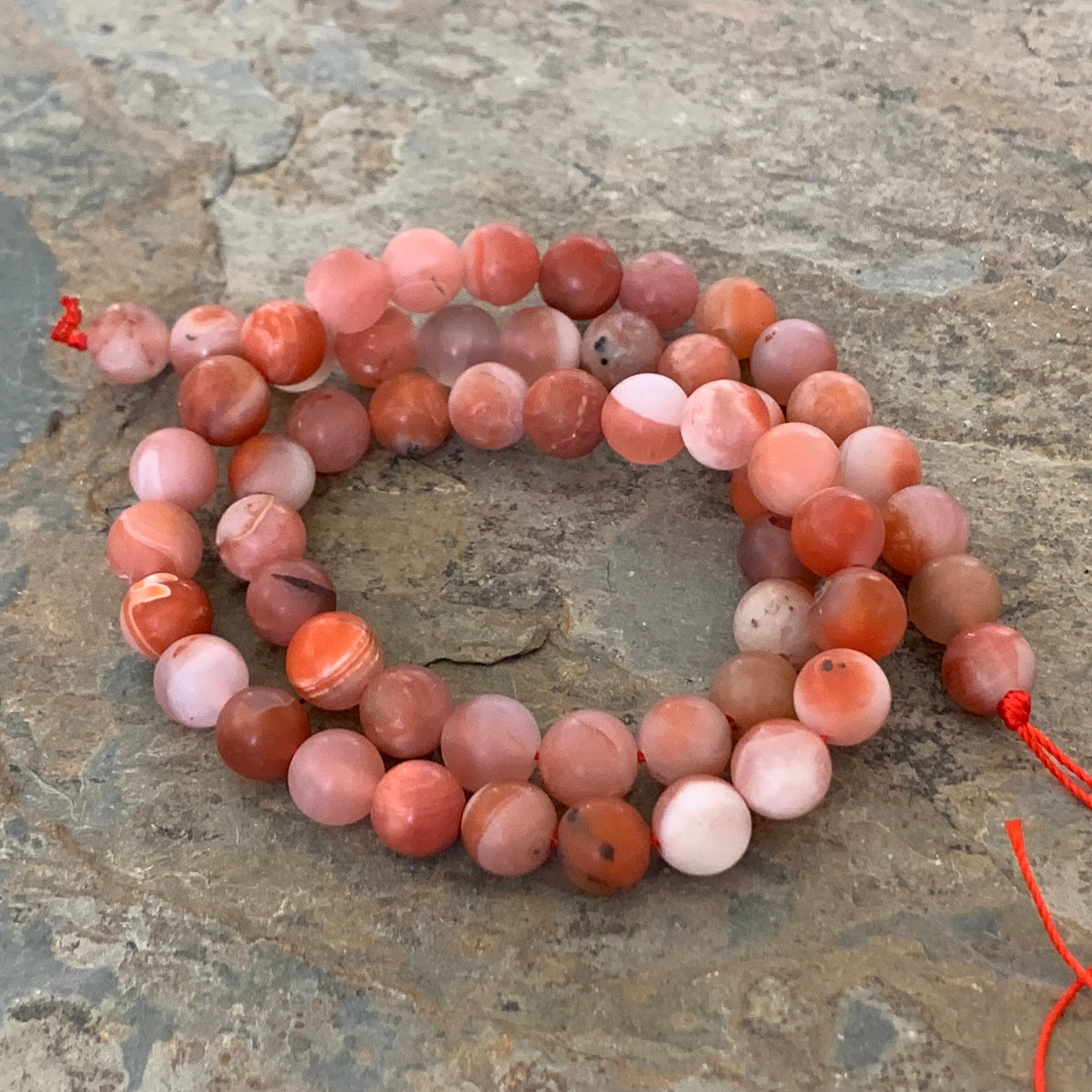 Matte Carnelian Round Beads, 7mm, 16 Inch Strand