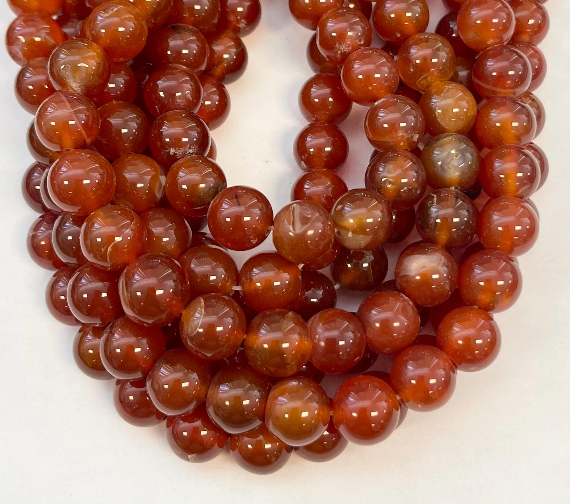Natural Carnelian 12mm Round Gemstone Bead-15.5"