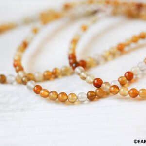 Natural Carnelian 3mm Round Beads 16" Strand Enhanced