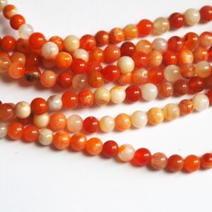 Orange Carnelian Round Beads: Natural Gemstone DIY - 16'' Orange Carnelian Round Beads: Natural Gemstone DIY - 16''