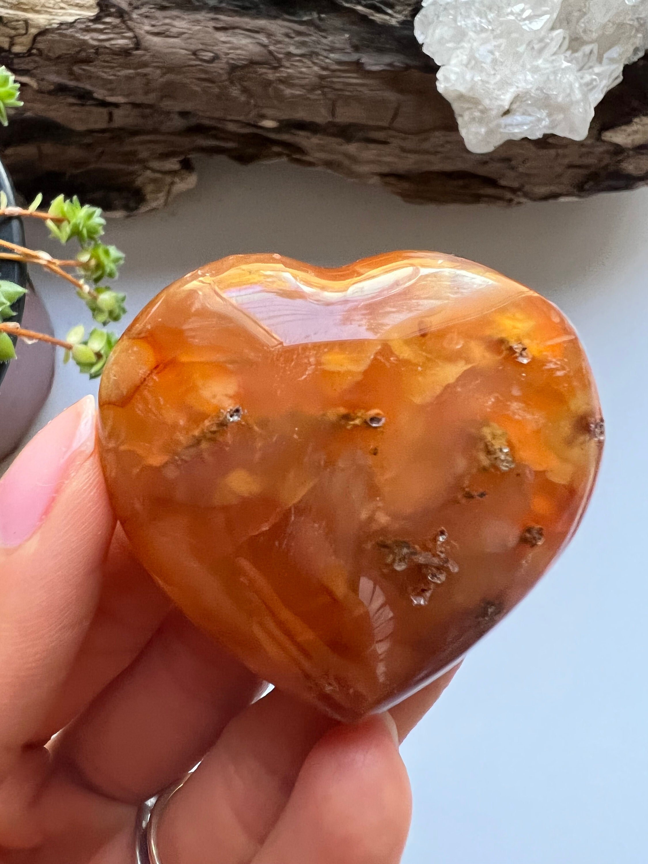 Carnelian Heart Crystal, Grounding Stone, Vitality