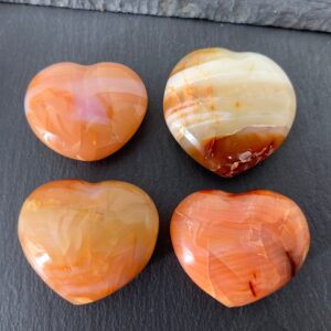 Carnelian Heart Gemstone, Orange Red Polished (madagascar Stone)