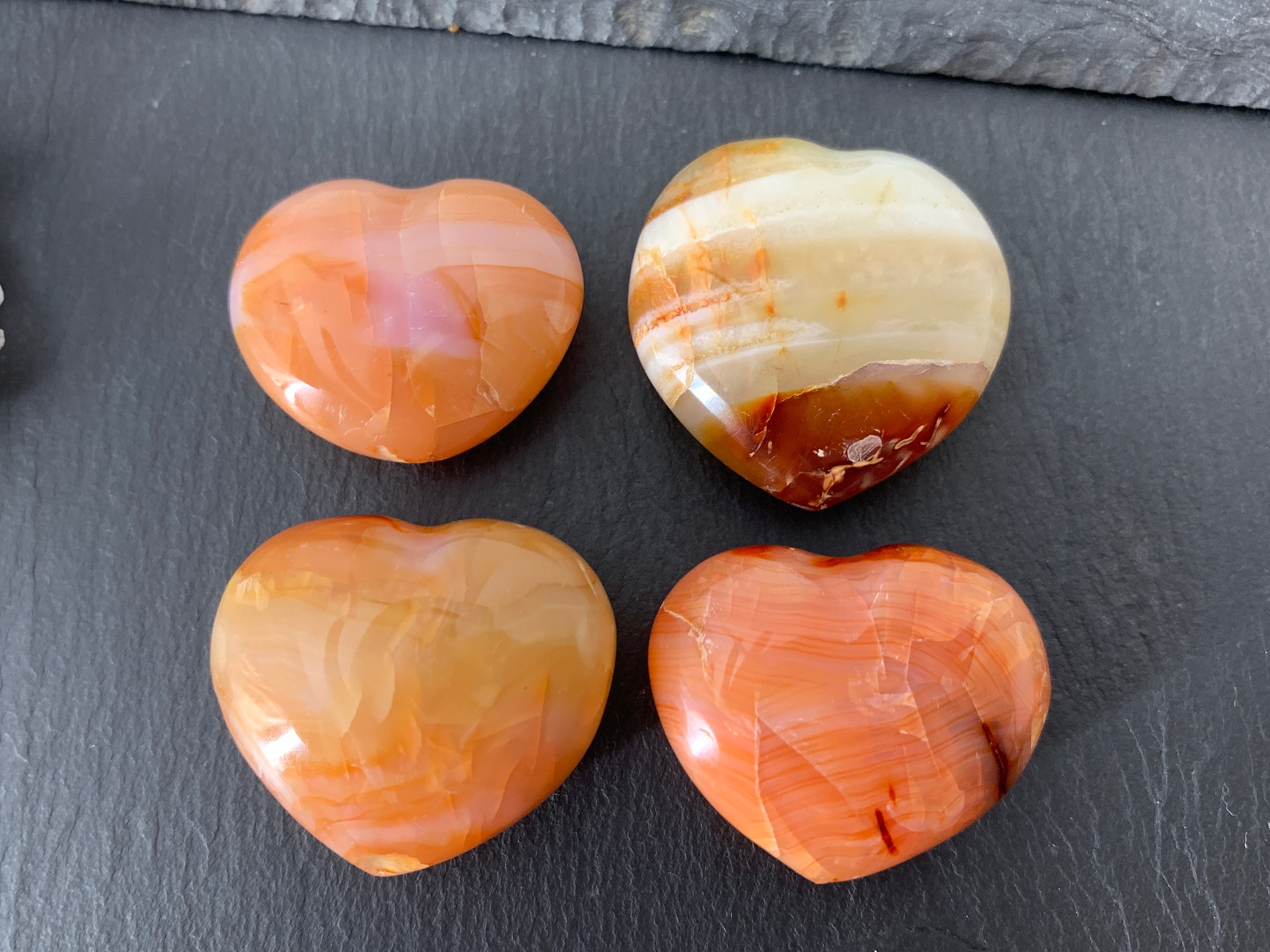 Carnelian Heart Gemstone, Orange Red Polished (madagascar Stone)