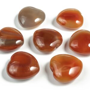 Carnelian Heart Gemstone - Gemstone Puffy Heart - Carnelian Gemstone - Heart Shaped Charm - Crystal Healing – 4cm - He1222